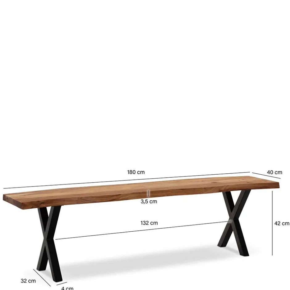 Wohnen Esstischbank mit X-Beinen - Rajavo