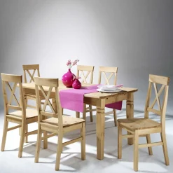 Wohnen Esstischgruppe Giurgia aus Kiefer Massivholz (siebenteilig)