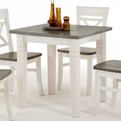 Wohnen Esstischgruppe Yoan in Weiß Grau Landhaus (fünfteilig)