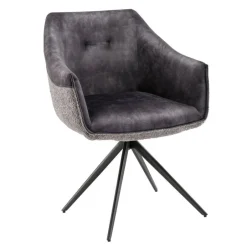 Esstisch-Sessel in Dunkelgrau Material-Mix - Chiak^Wohnen Discount