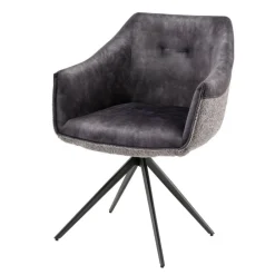 Esstisch-Sessel in Dunkelgrau Material-Mix - Chiak^Wohnen Discount
