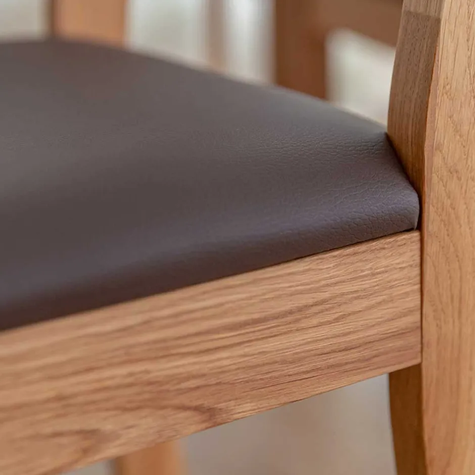 Wohnen Esstischstuhl aus Wildeiche mit Kunstleder Sitz - Ernestan