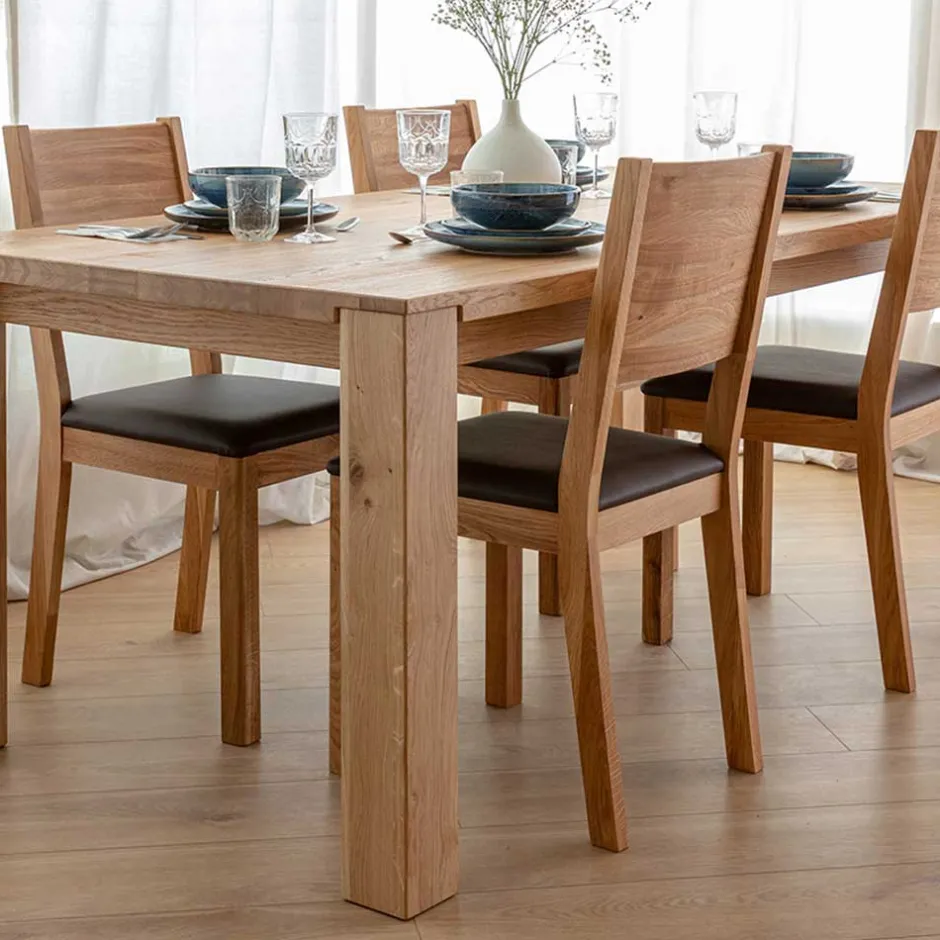 Wohnen Esstischstuhl aus Wildeiche mit Kunstleder Sitz - Ernestan