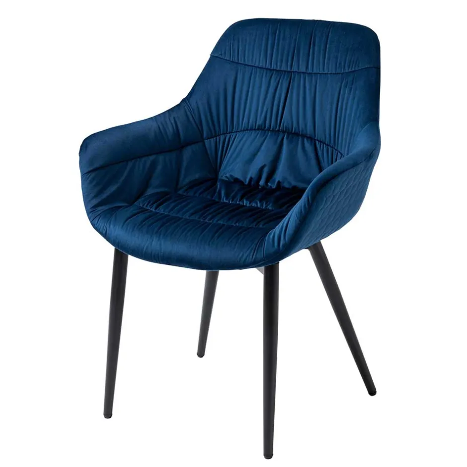 Wohnen Esszimmer Armlehnenstuhl in Blau Samt - Rulyna