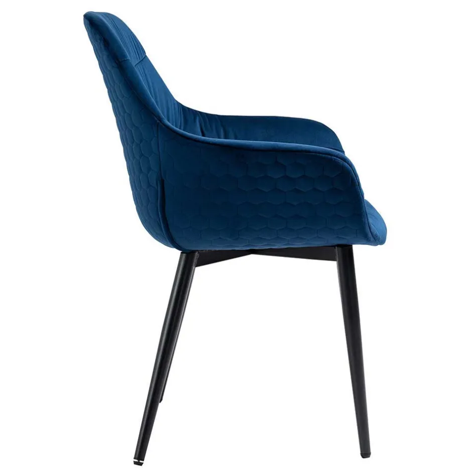 Wohnen Esszimmer Armlehnenstuhl in Blau Samt - Rulyna