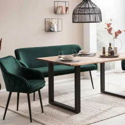 Wohnen Esszimmer Bank in Dunkelgrün Samt - Laruis