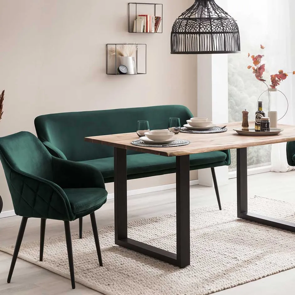 Wohnen Esszimmer Bank in Dunkelgrün Samt - Laruis