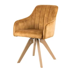 Esszimmer Drehsessel in Curry Gelb & Eiche - Zylvia (2er Set)^Wohnen Best