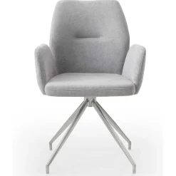 Wohnen Esszimmer Drehstuhl mit Armlehnen in Hellgrau - Chiety