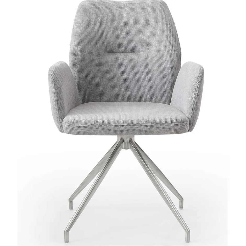 Wohnen Esszimmer Drehstuhl mit Armlehnen in Hellgrau - Chiety