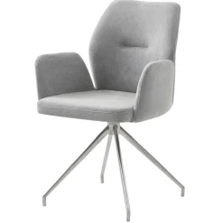 Wohnen Esszimmer Drehstuhl mit Armlehnen in Hellgrau - Chiety