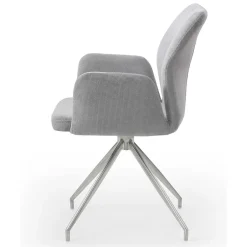 Wohnen Esszimmer Drehstuhl mit Armlehnen in Hellgrau - Chiety