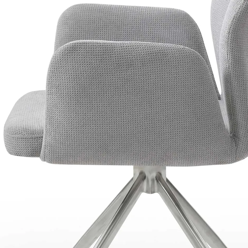 Wohnen Esszimmer Drehstuhl mit Armlehnen in Hellgrau - Chiety