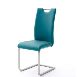 Wohnen Esszimmer Freischwinger in Petrol Blau Laida Kunstleder (4er Set)