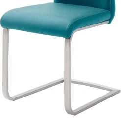 Wohnen Esszimmer Freischwinger in Petrol Blau Laida Kunstleder (4er Set)