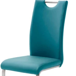 Wohnen Esszimmer Freischwinger in Petrol Blau Laida Kunstleder (4er Set)