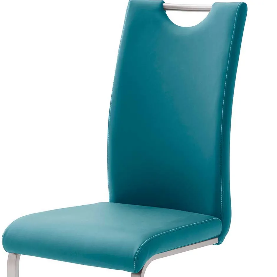 Wohnen Esszimmer Freischwinger in Petrol Blau Laida Kunstleder (4er Set)