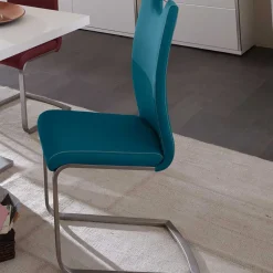 Wohnen Esszimmer Freischwinger in Petrol Blau Laida Kunstleder (4er Set)