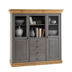 Wohnen Esszimmer Highboard Vitrine Cempino in Grau