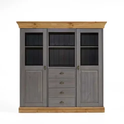 Wohnen Esszimmer Highboard Vitrine Cempino in Grau