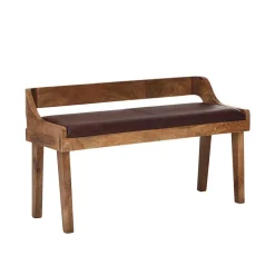 Wohnen Esszimmer Holzbank mit Lehne & Ledersitz - Zimoni