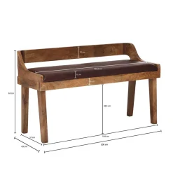 Wohnen Esszimmer Holzbank mit Lehne & Ledersitz - Zimoni