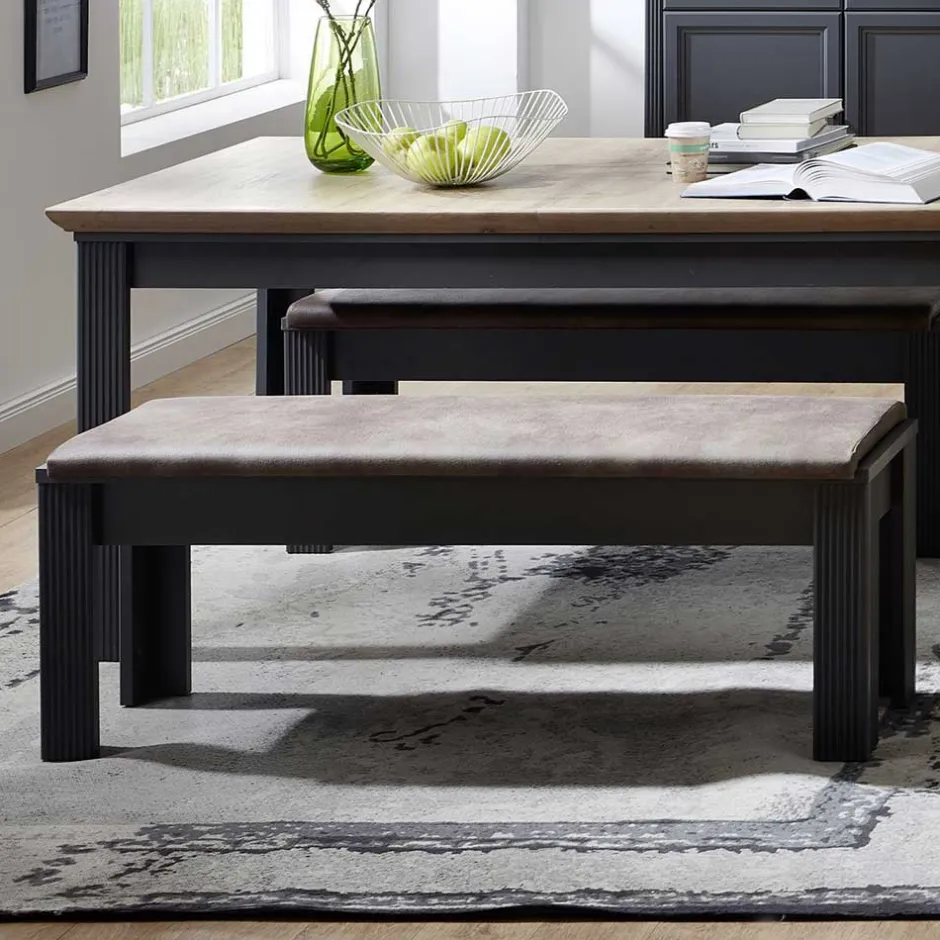 Wohnen Esszimmer Landhaus Bank in Dunkelgrau - Thumbs