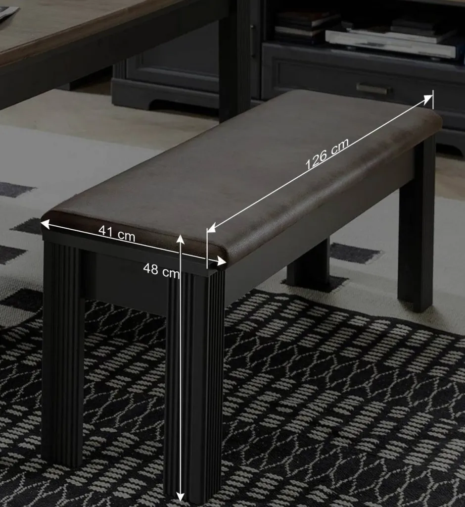 Wohnen Esszimmer Landhaus Bank in Dunkelgrau - Thumbs