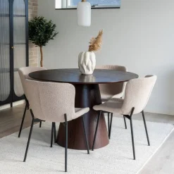 Wohnen Esszimmer Möbelset mit rundem Tisch - Crystono (fünfteilig)