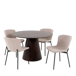 Wohnen Esszimmer Möbelset mit rundem Tisch - Crystono (fünfteilig)