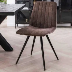 Wohnen Esszimmer Retrostühle in Taupe Samt - Ansga (4er Set)