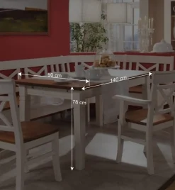 Wohnen Esszimmer Sitzecke Barlad in Weiß Bernstein (vierteilig)