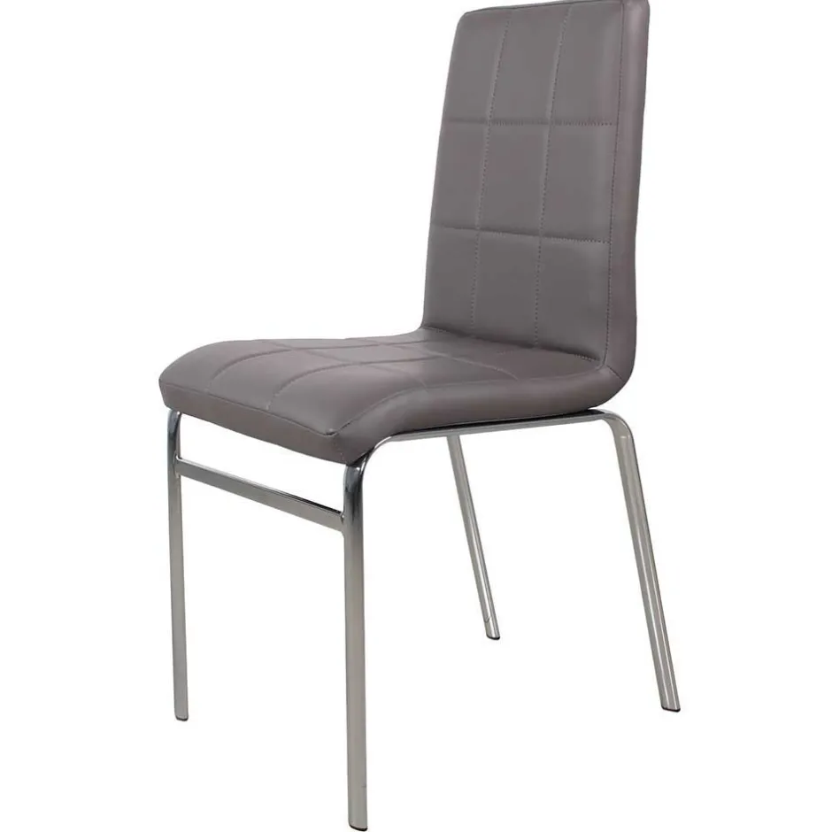 Esszimmer Sitzgruppe in Grau & Weiß Sisela mit Kunstleder Stühlen (fünfteilig)^Wohnen New