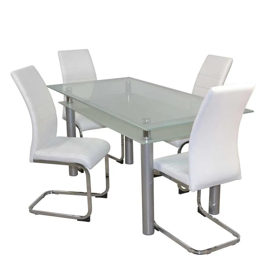 Esszimmer Sitzgruppe mit Glastisch - Yulmatro (fünfteilig)^Wohnen