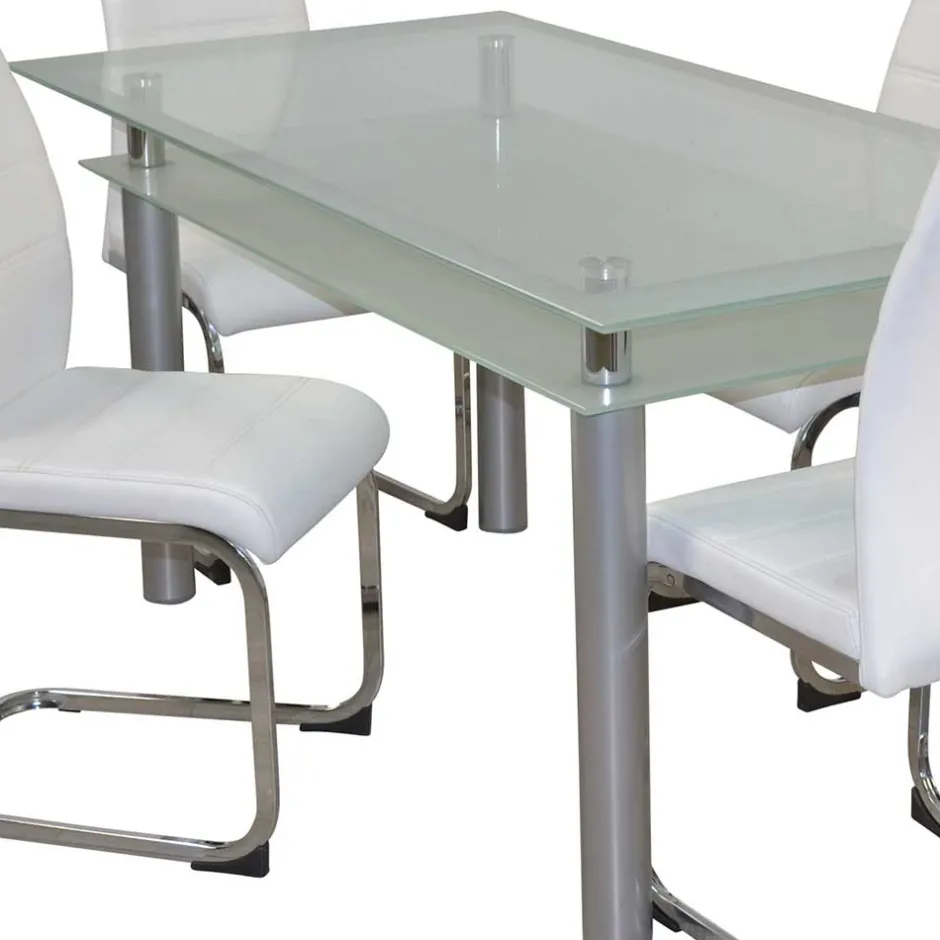 Esszimmer Sitzgruppe mit Glastisch - Yulmatro (fünfteilig)^Wohnen