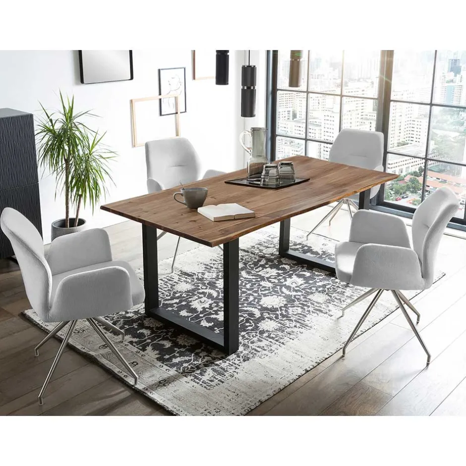 Wohnen Esszimmer Sitzgruppe mit Drehstühlen - Brunion (fünfteilig)