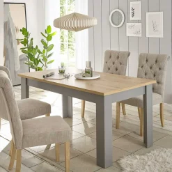 Wohnen Esszimmer Tisch in Eiche NB & Lichtgrau - Buleta