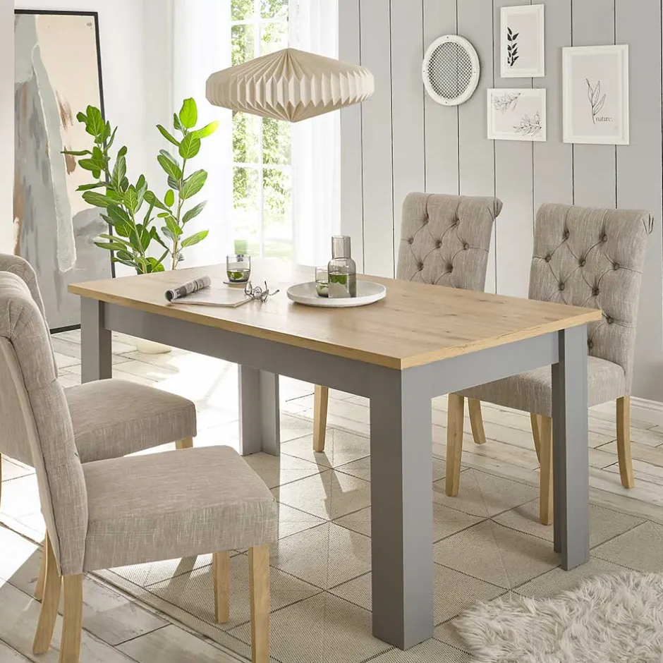 Wohnen Esszimmer Tisch in Eiche NB & Lichtgrau - Buleta