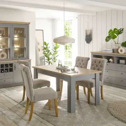 Wohnen Esszimmer Tisch in Eiche NB & Lichtgrau - Buleta