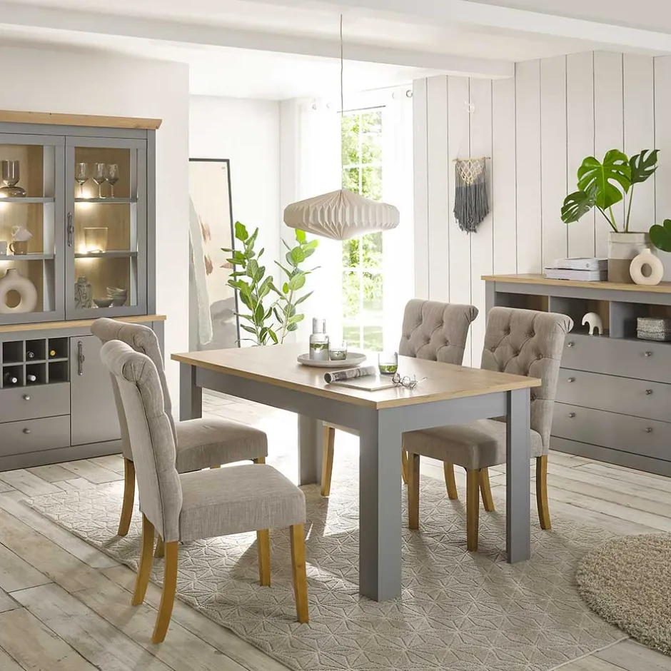 Wohnen Esszimmer Tisch in Eiche NB & Lichtgrau - Buleta