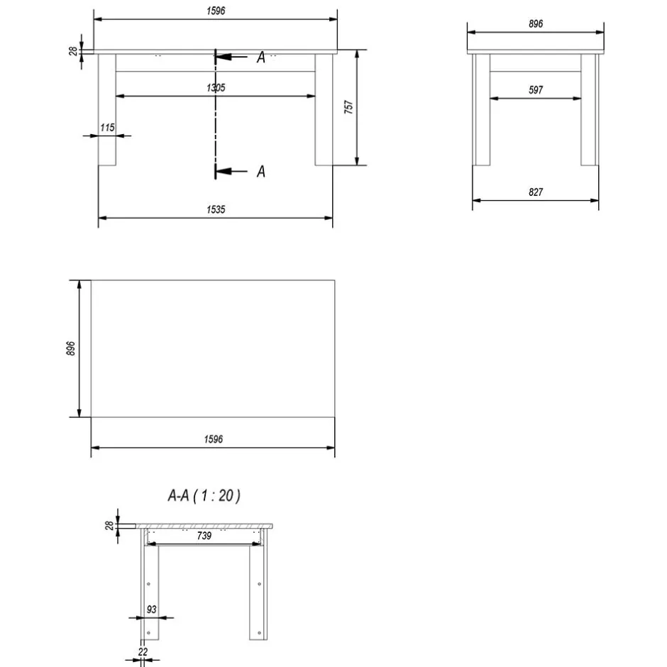 Wohnen Esszimmer Tisch in Eiche NB & Lichtgrau - Buleta