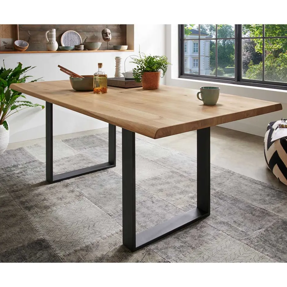Wohnen Esszimmer Tisch mit Holzplatte aus Wildeiche - Rouven