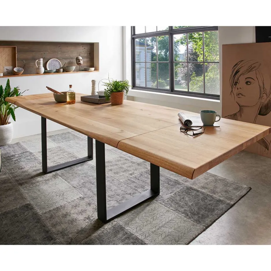 Wohnen Esszimmer Tisch mit Holzplatte aus Wildeiche - Rouven