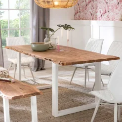 Wohnen Esszimmer Tisch mit Holzplatte Baumkante - Oking