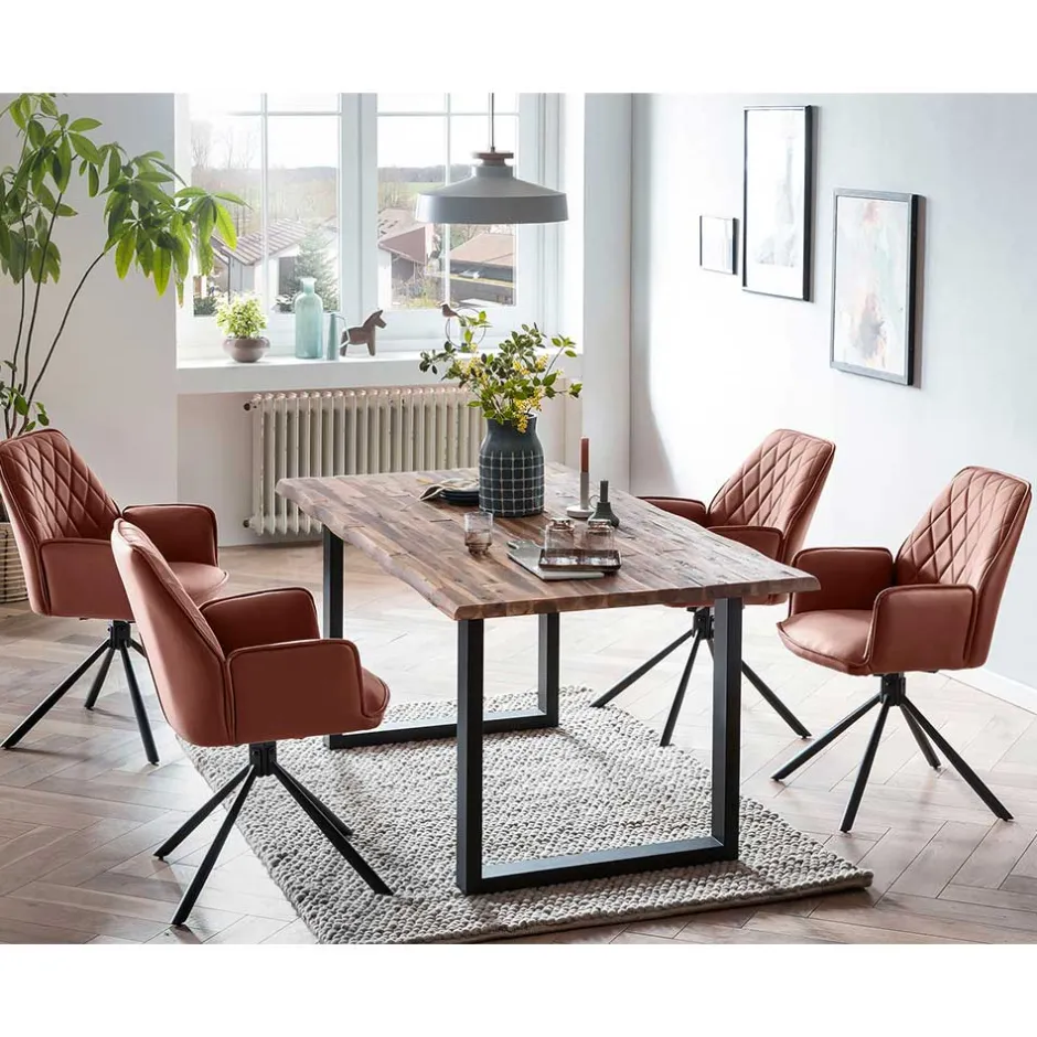 Wohnen Esszimmer Tischgruppe mit Drehstühlen - Conny (fünfteilig)