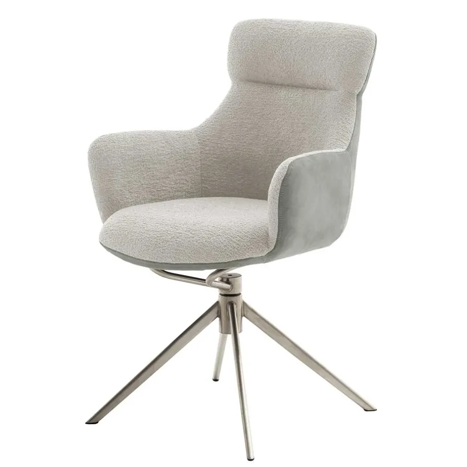 Wohnen Esszimmer-Armlehnenstuhl in Lichtgrau - Delamaro (2er Set)