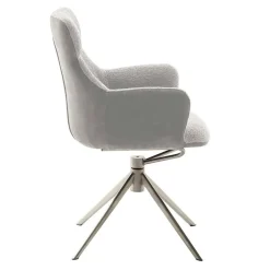 Wohnen Esszimmer-Armlehnenstuhl in Lichtgrau - Delamaro (2er Set)