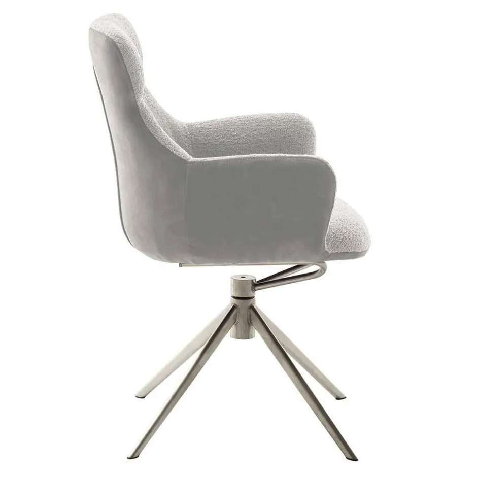 Wohnen Esszimmer-Armlehnenstuhl in Lichtgrau - Delamaro (2er Set)