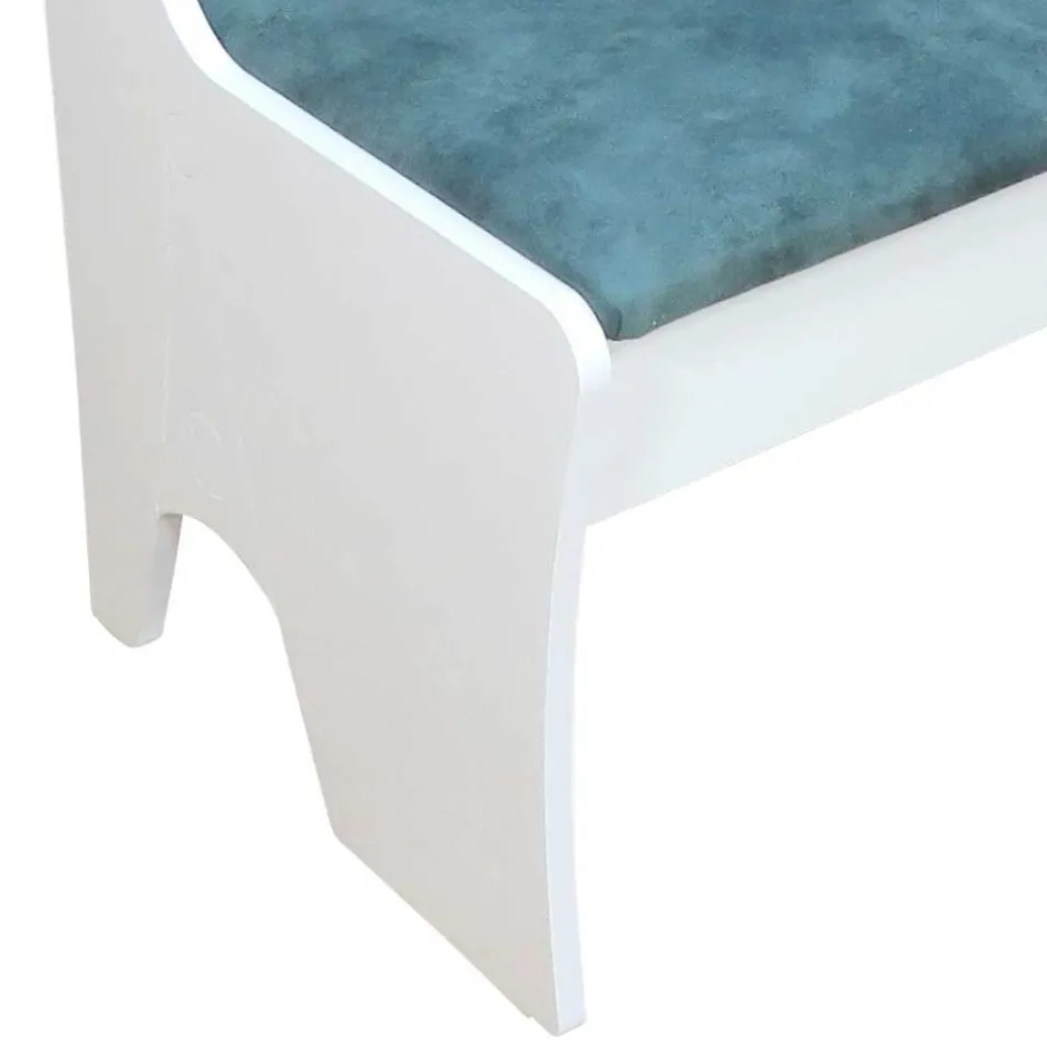 Wohnen Esszimmerbank in Vintage Blau & Weiß Oratio mit Stauraum