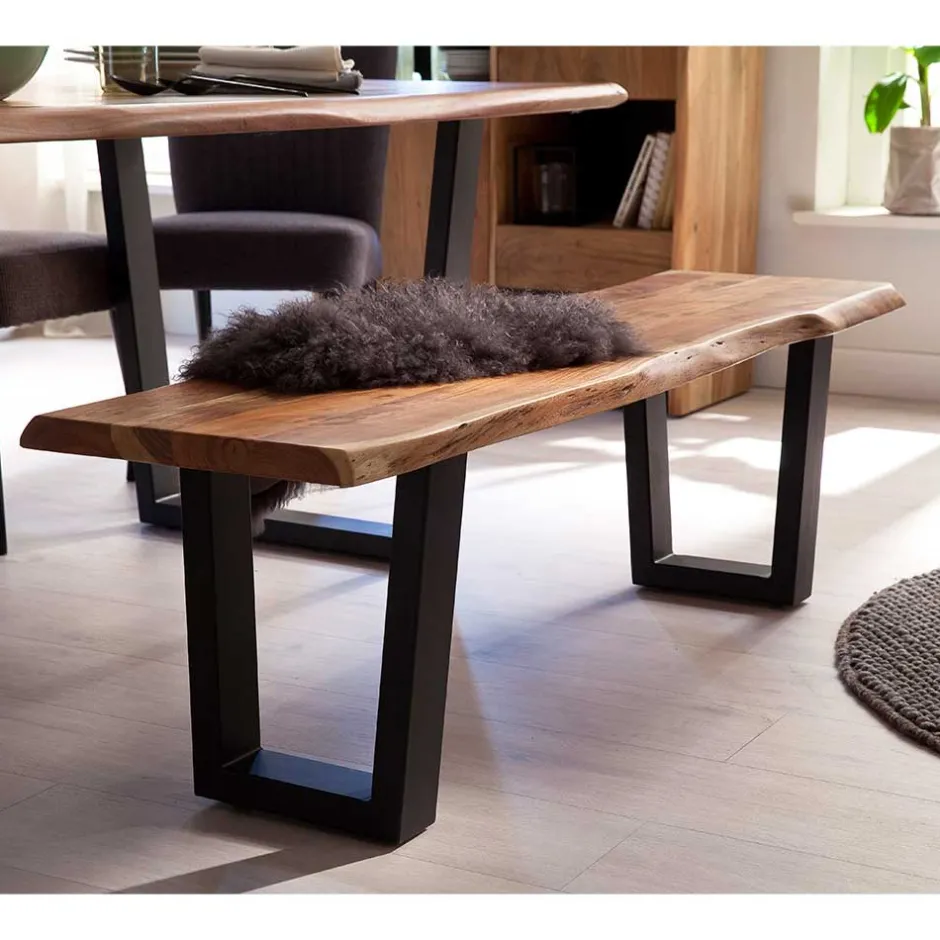 Wohnen Esszimmerbank mit Trapez-Bügelbeinen Anthrazit - Ramino